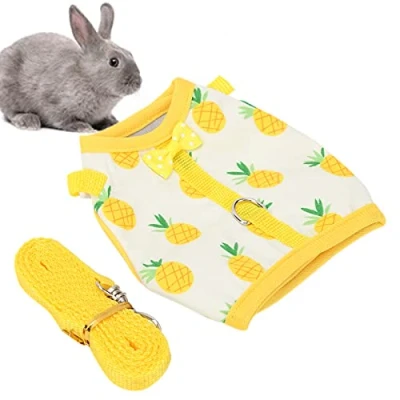 Afbeelding van Puppy harnas, ademend konijn harnas mesh stof met riem voor cavia&#039;s fretten chinchilla&#039;s konijnen(S number, Yellow pineapple)