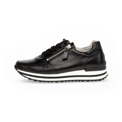 Afbeelding van Gabor Low Top sneakers voor dames, lage schoenen, comfortabel extra breed (H), zwart 27, 35.5 EU Weit