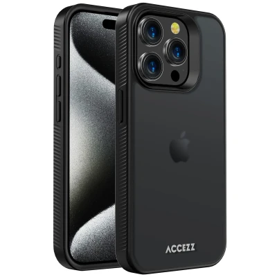 Afbeelding van Apple iPhone 15 Pro Hoesje Kunststof Accezz Hardcase/Backcover Zwart Telefoonhoesje Shockproof/Valbescherming