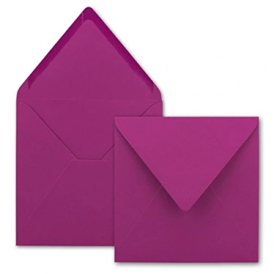 Afbeelding van FarbenFroh 100 x vierkante enveloppen in amarena, 15,5 cm, zonder venster, met natte plakrand, 110 g/m², voor uitnodigingskaarten bruiloft, verjaardag en meer