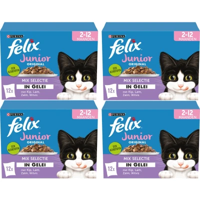 Afbeelding van Felix Original Pouch in Gelei Junior Mix 12 stuks