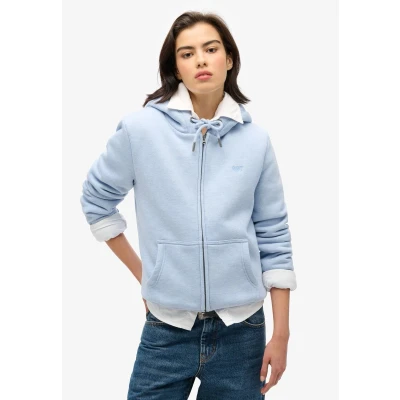 Afbeelding van Essential Hoodie met Rits en Borgvoering Lichtblauw Grootte: 38