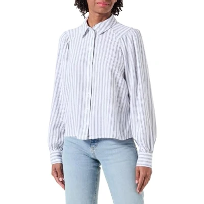 Afbeelding van ONLCARO L/S Linen BL Puff Shirt CC PNT, Bright White/Stripes: Naval Academy, S
