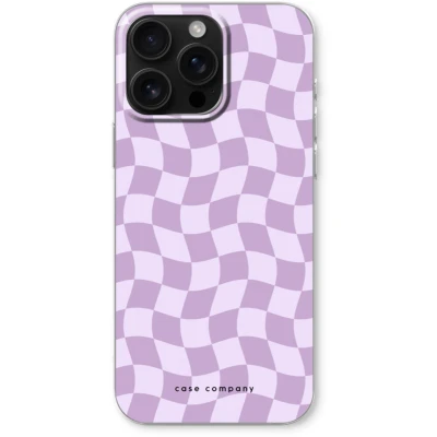 Afbeelding van Case Company® hoesje geschikt voor iPhone 16 Pro Max Grid Paars Soft Cover Telefoonhoesje Bescherming aan alle Kanten en Schermrand