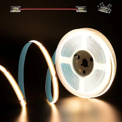 Afbeelding van Pautix COB LED Strip Warm Wit 3000K Enkel 5M,DC24V 480leds/M CRI90+ licht voor thuis,DIY verlichtingsproject met 8mm connectoren (voeding niet inbegrepen)