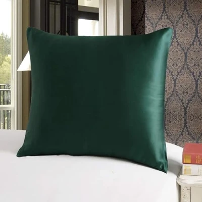 Afbeelding van townssilk Kussensloop 100% pure moerbeizijde, 19 momme, dubbelzijdig, ter bescherming van haar en huid, verborgen ritssluiting, draaddichtheid 600, 1 stuk, 60 x cm, smaragdgroen