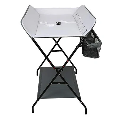 Afbeelding van Mobiel met wielen,Luiertafel Baby commode 4 Wielen, Verzorgingstafel, Verstelbare hoogte,Waterdicht materiaal is gemakkelijk schoon te maken 79 * 55.5 96cm (gebroken wit)