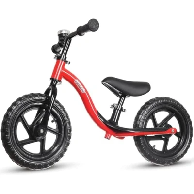 Afbeelding van KRIDDO Loopfiets voor peuters van 2 jaar, leeftijd 18 maanden tot 5 vroeg leren interactieve duwfiets met stabiele balans en voetsteun, geschenkfiets jongens meisjes, Rood