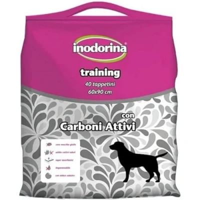 Afbeelding van Inodorina, Inodorina Training, hygiënische mat met actieve kool, gemaakt van cellulose en polymeren, super absorberend, anti slip stickers, formaat 60 x 90 cm, 40 stuks