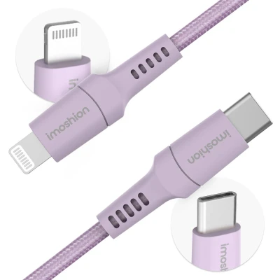 Afbeelding van Non MFI Braided USB C to Lightning cable 2 Meter van iMoshion / Lila
