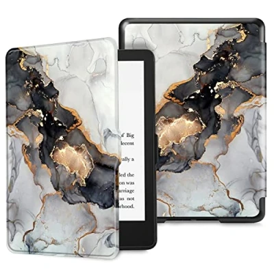 Afbeelding van Fintie Slim Hoes voor 6,8&quot; Kindle Paperwhite (11e generatie 2021) / Signature Edition Premium Lichtgewicht Kunstleer Beschermhoes met Automatische slaap /waak, (Z Bewolkt Marmer)