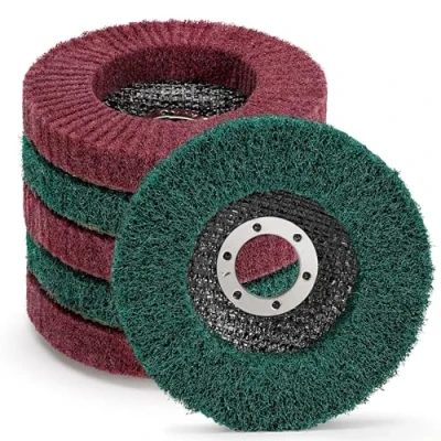 Afbeelding van SI FANG 6 Stks 4,5 &quot;x 7/8&quot; Nylon Fiber Flap Disc Mix Set, 180 &amp; 320 Grit Non Woven polijstwielset, schuurpad schuurschijven voor haakse slijper, elastisch slijpen en roestverwijdering