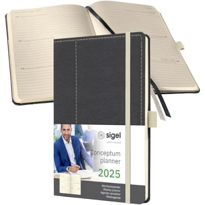 Afbeelding van Weekagenda Conceptum A5 2025 grijs wit hardcover (NL/FR/EN/ DU) 2 pagi