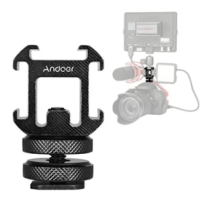 Afbeelding van Andoer 3 Cold Shoe Mount Adapter voor camerahouder Canon Nikon Sony DSLR camera LED videolamp microfoon monitor