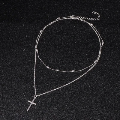 Afbeelding van Ketting met kruisje + fantasy zilverkleur