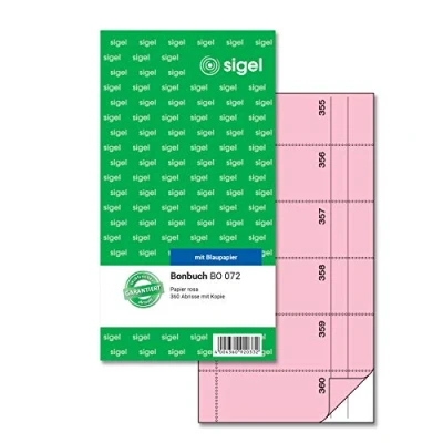 Afbeelding van SIGEL BO072 bonboek, 360 afscheuringen roze, 10,5 x 20 cm, 2x60 vellen meer kleuren