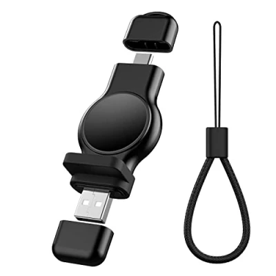 Afbeelding van USB A &amp; C draadloze oplader voor Apple Watch, draagbare iWatch, oplader, reisoplader met lichtgewicht, magnetische snellader Watch Series 7/6/5/4/3/2/1/SE, zwart