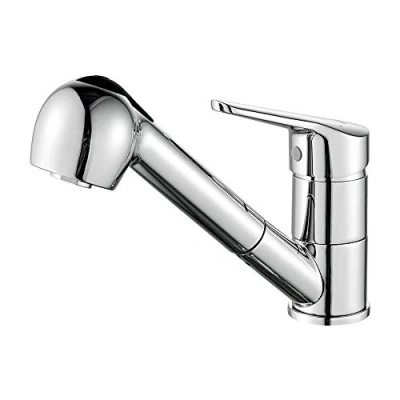 Afbeelding van Ibergrif M14550 Uittrekbare keukenkraan, twee waterstraalsoorten, 360 draaibaar, eenhendelmengkraan, messing, Chrome