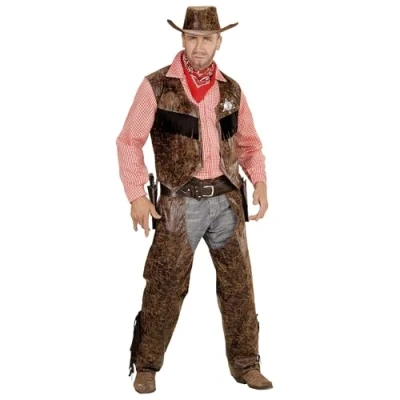 Afbeelding van Widmann Cowboy &amp; Cowgirl Kostuum Stoere Man / Jongen Bruin Large Carnavalskleding Verkleedkleding