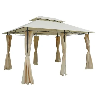 Afbeelding van Outsunny paviljoen partytent voor in de tuin tuintent feesttent dubbel dak 3 x 4 m