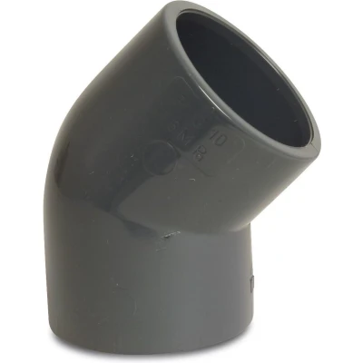 Afbeelding van Knie 45 graden PVC U 90 mm lijmmof 16 bar grijs