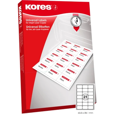 Afbeelding van Etiket Kores ILK 63,5x38,1mm afgerond, doos a 100 vel 21 Etiketten per
