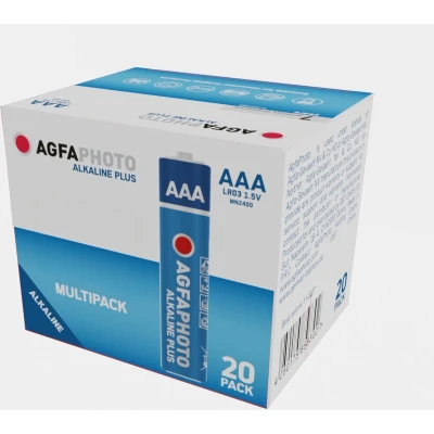 Afbeelding van AgfaPhoto Piles Alcalines Plus Micro AAA LR03 (1.5V, Lot de 20) Longue Durée Vie Idéales pour Télécommandes, Jouets, Appareils Photo et Usage Domestique ou Professionnel.