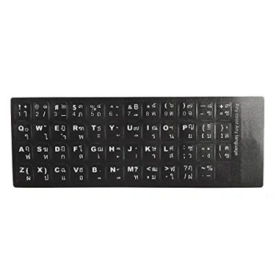 Afbeelding van Universele Engelse + Thaise Toetsenbordstickers, Vervangende Computertoetsenbordstickers Zwarte Achtergrond met Witte Letters voor 10 17 Inch Laptop Notebook Desktop