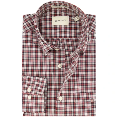 Afbeelding van Gant Overhemd Poplin Ruit Rood maat XL Heren Overhemden Casual met Regular fit Pasvorm Katoen