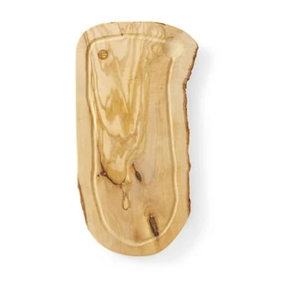 Afbeelding van HENDI Tapasplank, serveerplank, gemaakt van olijfhout, houten plank, ontbijtplank, steakplank, kaasplank, keukenplank, snijplank, met groef, ca. 400x250x(H)18mm