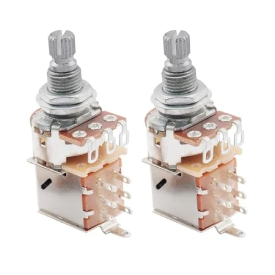 Afbeelding van Musiclily Metric Split Shaft Pots B250K Lineaire Potmeter Push pull voor Elektrische Gitaar of Bas (2 Stuks)