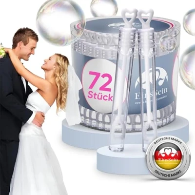 Afbeelding van EinsSein 72x bellenblaas bruiloft hartjes Set wit hartvormig bellen blaas huwelijk met hart handvat wedding bubbles bruiloften buisjes zijn vloeistof gastgeschenk gastgeschenke