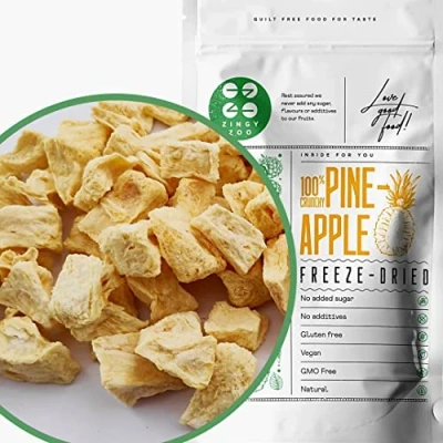 Afbeelding van Gevriesdroogde Ananas Freeze Dried Fruit Pineapple Chunks Geen Toegevoegde Suikers, Vegan Glutenvrij Gedroogd Bromelain Gefriergetrocknetes Puur ZingyZoo
