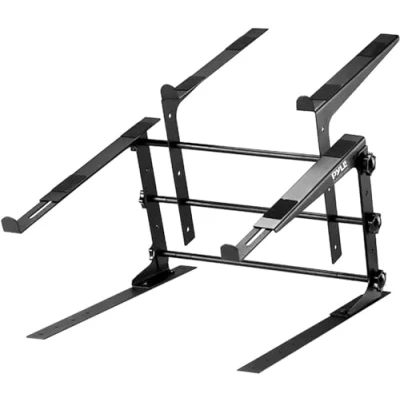 Afbeelding van Pyle Laptopstandaard Dubbele Ondersteuning, Laptop Stand, Monitor Stand met Verstelbare Hoogte, Ventilatie voor Draagbare Computer Compatibel Laptop/Tablet/DJ mixer/Gaming, Zwart