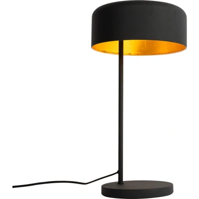 Afbeelding van QAZQA Retro tafellamp zwart met gouden binnenkant Jinte
