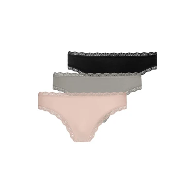 Afbeelding van Snocks Ondergoed Dames Katoen 3 Pack String Thong Slip Zwart (3x Mix1, M)
