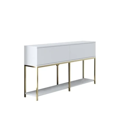 Afbeelding van Nelly hedendaagse stijl console B150cm Wit hout en goud metaal Menzzo