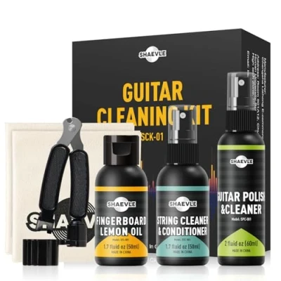 Afbeelding van Gitaarreinigingsset 60 ml gitaarpoets + 50 toetsolie en snaarreiniger inclusief microvezeldoek gereedschap