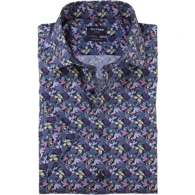Afbeelding van OLYMP Luxor Modern Fit Overhemd Korte mouw blauw/geel