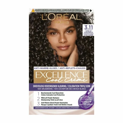 Afbeelding van 6x L&#039;Oréal Excellence Cool Crème Permanente Crèmekleuring 3.11 Ultra As Donkerbruin