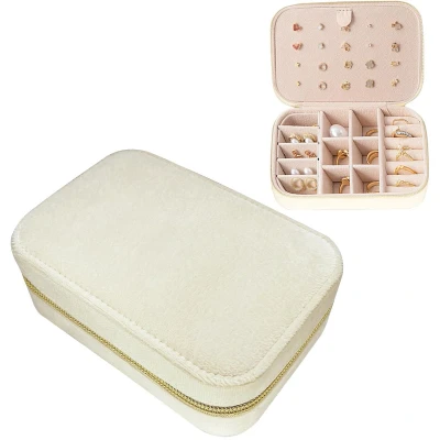 Afbeelding van Ibenzoa® Elegant Fluwelen Sieradenkistje met Ritssluiting voor Dames en Meisjes Ideaal Reizen Thuisgebruik