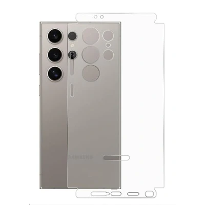 Afbeelding van GIOPUEY 2 stuks achterzijdebescherming, compatibel met Samsung Galaxy S24, zacht TPU, dun, matte textuur, randbescherming transparant