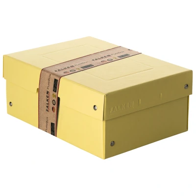 Afbeelding van Originele Falken PureBox pastel. Made in Germany. 100 mm hoog DIN A5 geel. Opbergdoos met deksel van stevig karton Veganistische geschenkdoos transportdoos multifunctionele doos