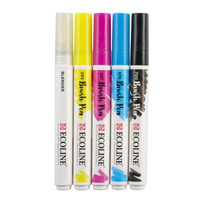 Afbeelding van Brushpen Talens Ecoline Primair etui à 5 kleuren