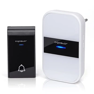 Afbeelding van Aigostar Draadloze Deurbel 2HQEY Met 1 ontvanger Plug&amp;Play 3 Regelbaar volume IP44 Waterdicht Wit/Zwart