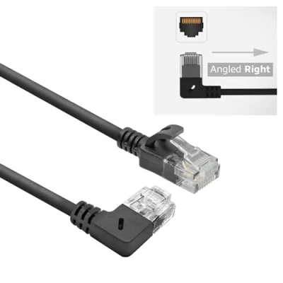 Afbeelding van ACT DC2903 U/UTP CAT6A LSZH Slimline Patchkabel RJ45 Connectoren 90 haaks Rechts Zwart 3 meter