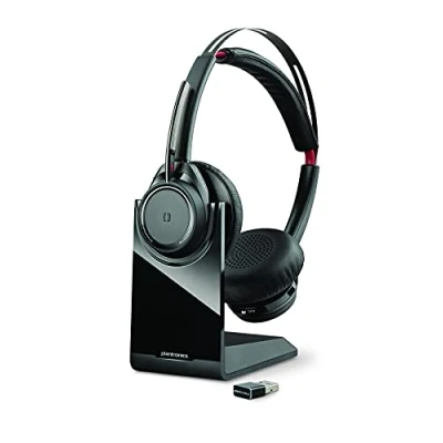 Afbeelding van Plantronics Voyager Focus UC met laadstation (poly) Bluetooth dual ear (stereo ) headset Boom Mic USB A compatibel pc en Mac Active Noise Cancelling werkt teams, zoom meer
