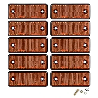 Afbeelding van Yinaolan Set van 10 gele schroefbare rechthoekige reflectoren, E11 goedkeuring verkeersveiligheid poortpalen achterste reflectoren voor aanhangwagen, caravan, vrachtwagen, tractor, boot, vrachtwagen