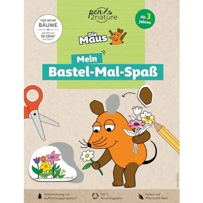 Afbeelding van Die Maus: Mein Bastel Mal Spaß. Bastelbuch Für Kinder ab 3 Jahren: Nachhaltiges Malbuch mit 45 Bastelmotiven auf Recyclingpapier. Fans der Sendung Maus