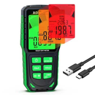 Afbeelding van RDINSCOS EMF meetinstrument, oplaadbare digitale elektromagnetische velden, stralingsmeter, handbediende stralingsdetector voor EF, MF, RF, WiFi, Microwave RF meter